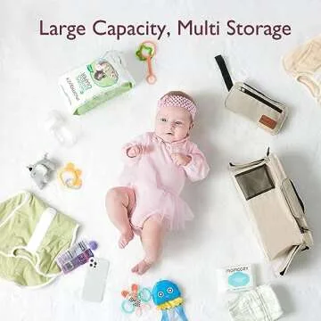 Momcozy Universal Baby Stroller Organizer, 2 Insulated Cup Holder, Detachable Zippered Pocket, Adjustable Shoulder Strap, Large Capacity for Baby Essentials, Compact Design Fits Any Strollers