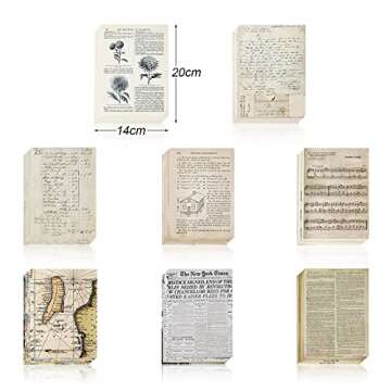 BILLIOTEAM 240PCS Junk Journal Pages Vintage Handmade Scrapbook Paper,Mathematics Magazine Newspaper...