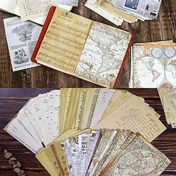 BILLIOTEAM 240PCS Junk Journal Pages Vintage Handmade Scrapbook Paper,Mathematics Magazine Newspaper Sheet Music Kraft Paper for Scrapbooking Decoupage Background DIY Craft Decoration(5.51" x 7.87")
