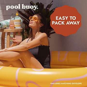 Pool Buoy Round Inflatable Pool with Storage Bag - Premium Outdoor Swimming Pool for Kids, Toddlers,...