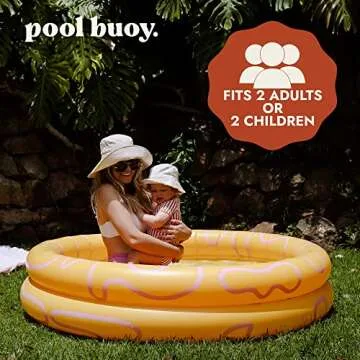 Pool Buoy Round Inflatable Pool with Storage Bag - Premium Outdoor Swimming Pool for Kids, Toddlers, Infants and Adults - Garden and Backyard Pools for Family Summer Pool Party (Golden Glenys)