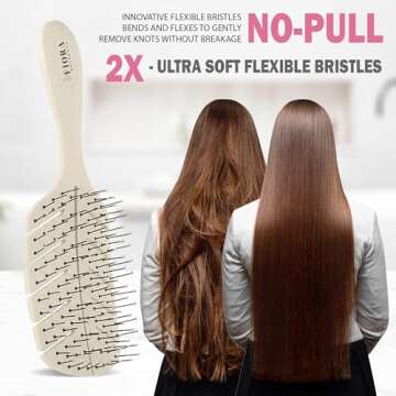 Detangler Brush by Fiora Naturals - 100% Bio-Friendly Detangling brush w/Ultra-Soft Bristles - Glide...