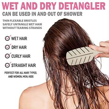 Detangler Brush by Fiora Naturals - 100% Bio-Friendly Detangling brush w/Ultra-Soft Bristles - Glide Through Tangles with Ease - For Curly, Fine, Black Natural, Women, Men, Kids - Dry and Wet Hair