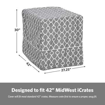 MidWest Homes for Pets Dog Crate Cover, Privacy Dog Crate Cover Fits Midwest Dog Crates, Crate Cover Only; Machine Wash & Dry; Gray Geo Print; 42 inch