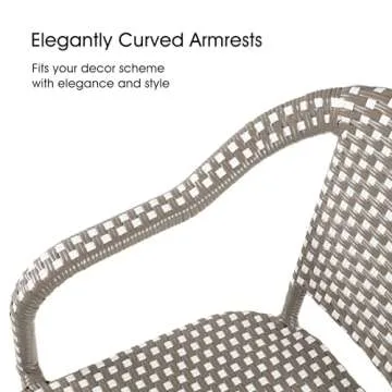 PURPLE LEAF Bistro Chair (Set of 2) French Hand-Woven Wicker Armchairs for Outdoor Patio Porch Garden Indoor, Bamboo Print Finish, Grey, Dining Chairs