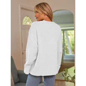 LILLUSORY Oversized Sweater Womens 2024 Fall Fashion Outfits Pullover Long Tunic Old Money Winter Clothes Cute Crewneck Trendy Knit Chunky Warm Knitted Top White