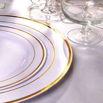 Elegant 102 Piece Gold Plastic Plates for Weddings
