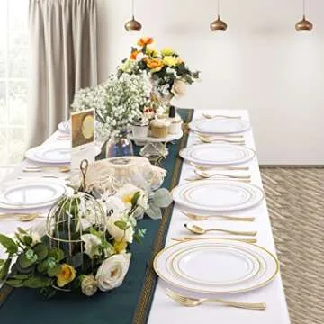 Elegant 102 Piece Gold Plastic Plates for Weddings