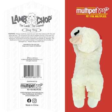 Multipet's Officially Licensed Lamb Chop Jumbo White Plush Dog Toy, 24-Inch