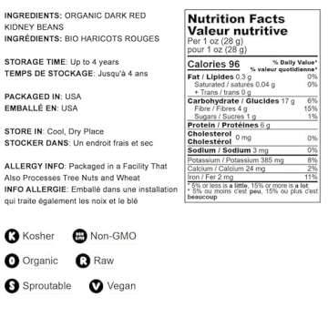 Food to Live Organic Dark Red Kidney Beans, 10 Pounds – Non-GMO, Kosher, Raw, Sproutable, Vegan