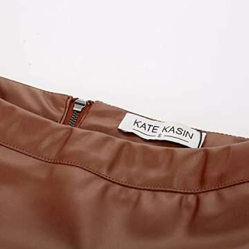 Kate Kasin Women Stretchy Faux Leather Business Skirt