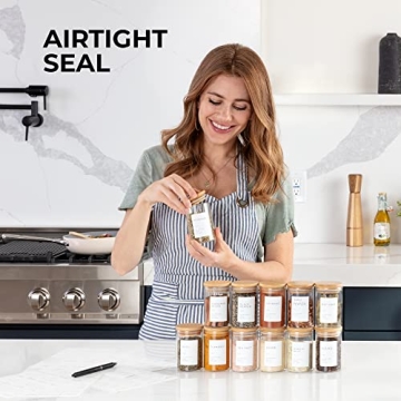 Premium Glass Spice Jars with Bamboo Lids & Labels