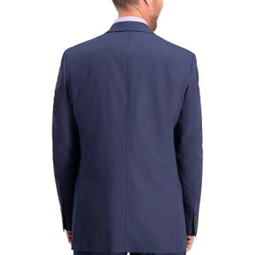 Haggar Men's Travel Performance Tailored Fit Suit Separates-Pants, Blue-Jacket, 46 Short