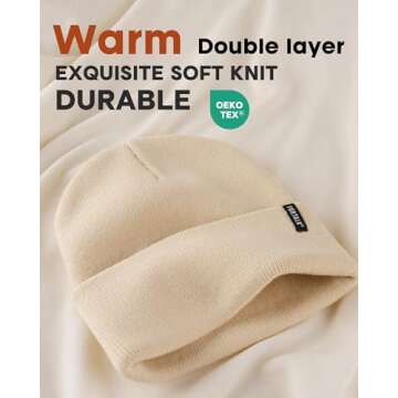 FURTALK Beanie Hat for Men Women Winter Hats for Women Men Soft Warm Unisex Cuffed Beanie Knitted Skull Cap Beige