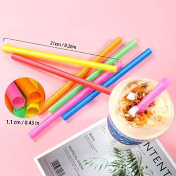 50 Pcs Jumbo Smoothie Straws,Disposable Plastic Colorful Boba Straws.