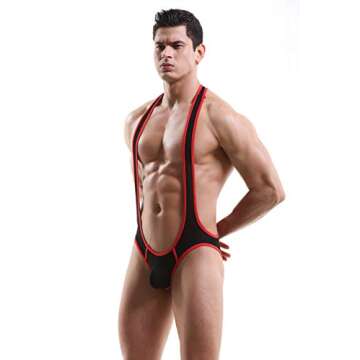 4UFIT Men's Sexy Mesh Mankini Jockstrap Bodysuit