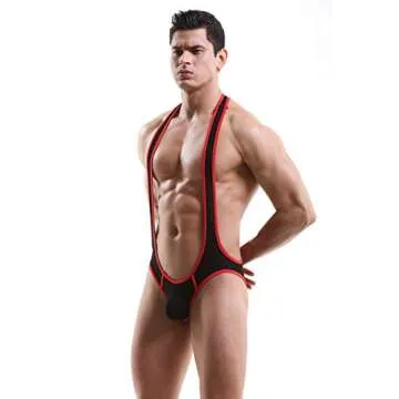 4UFIT Men's Sexy Mesh Mankini Jockstrap Bodysuit