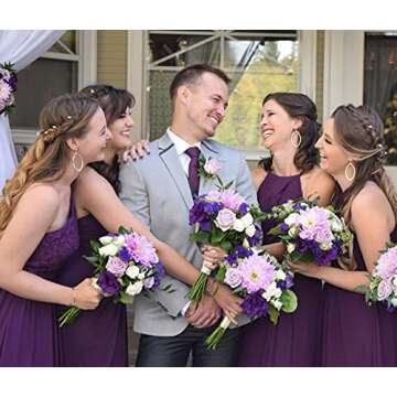 CHICNOW Bridesmaid Gifts Maid of Honor Proposal for Wedding Day Silver Bracelet Bridesmaid Jewelry Set Bridal Shower Bangle Bracelets for Women (Silver Set of 6)