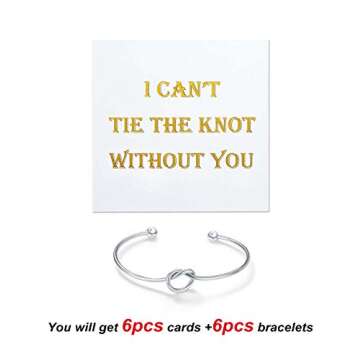 CHICNOW Bridesmaid Gifts Maid of Honor Proposal for Wedding Day Silver Bracelet Bridesmaid Jewelry Set Bridal Shower Bangle Bracelets for Women (Silver Set of 6)