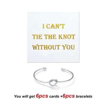 CHICNOW Bridesmaid Gifts Maid of Honor Proposal for Wedding Day Silver Bracelet Bridesmaid Jewelry Set Bridal Shower Bangle Bracelets for Women (Silver Set of 6)