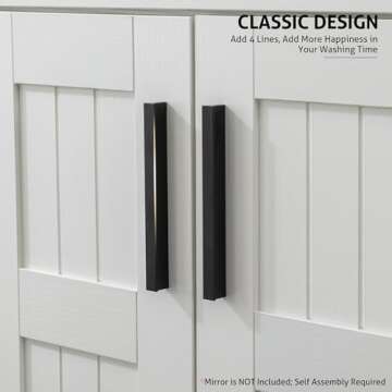 eclife 24" Bathroom Vanity Sink Combo Modern Freestanding Cabinet W/Straight Lines Pedestal Cabinet W/Wood Fixture Without Mirror (B50W-Single)