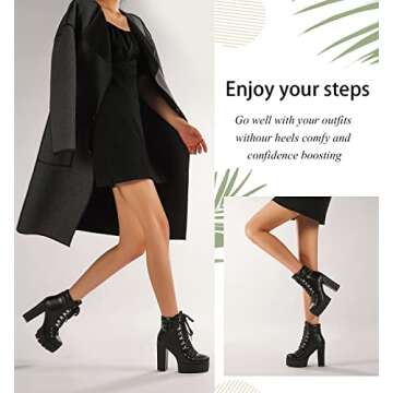 Susanny Black Platform Heel Boots for Fashionista Women