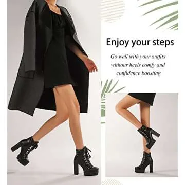 Susanny Black Platform Heel Boots for Fashionista Women