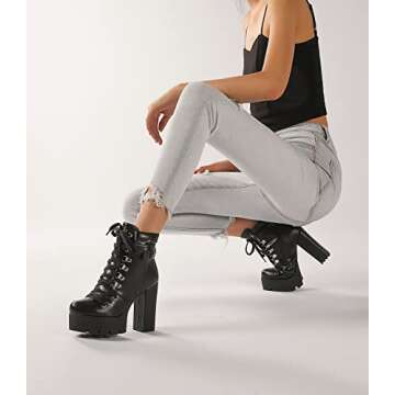 Susanny Black Platform Heel Boots for Fashionista Women