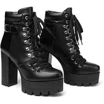 Susanny Black Platform Heel Boots for Fashionista Women