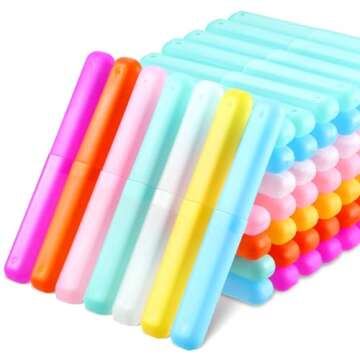 60 Pieces Plastic Toothbrush Holders Portable Travel Toothbrush Case Cover Protector Toothbrush Case...