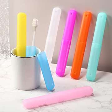60 Pieces Plastic Toothbrush Holders Portable Travel Toothbrush Case Cover Protector Toothbrush Case Holders for Indoor Outdoor Travel Trip Home Camping School (Colorful)