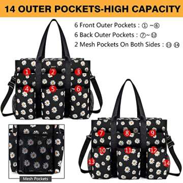 IBFUN Utility Tote Bag for Teacher/Work Women with Pockets