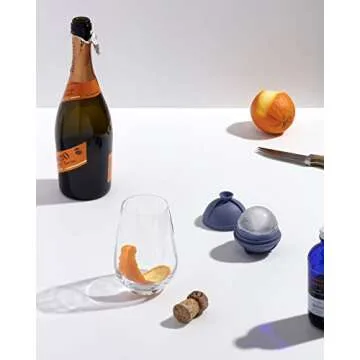 W&P Peak Silicone Sphere Ice Mold w/ Cover | Charcoal | Easy to Remove | Round Cocktail Whiskey Drink Ice Maker | Food Grade Premium Silicone | Dishwasher Safe, BPA Free