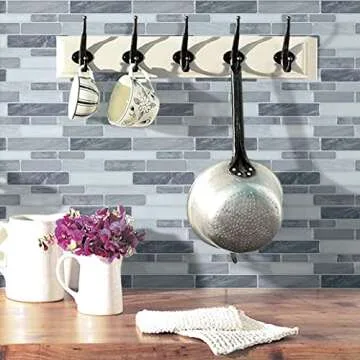 Art3d Self Adhesive Backsplash Tiles for Kitchen Bathroom - Grey Marble Design
