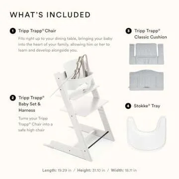 Tripp Trapp Adjustable High Chair - White & Nordic Blue