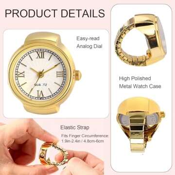 JewelryWe Finger Watch for Men and Women with Elastic Band