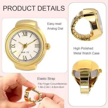 JewelryWe Finger Watch for Men and Women with Elastic Band