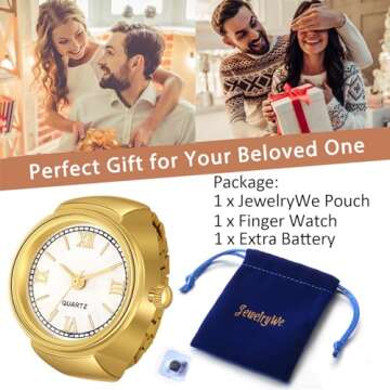 JewelryWe Finger Watch for Men and Women with Elastic Band