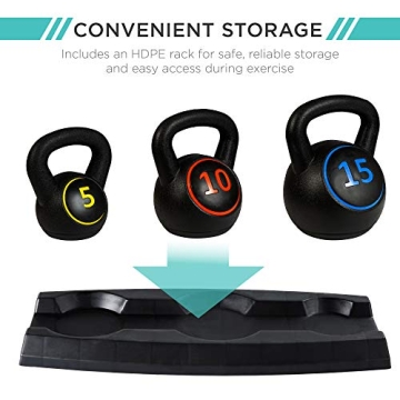 Best Choice 3-Piece Kettlebell Set with Storage Rack