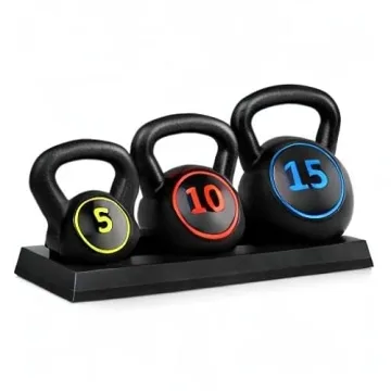 Best Choice 3-Piece Kettlebell Set with Storage Rack