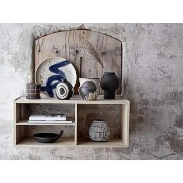 Bloomingville Debossed Stoneware, Black & White Vase, Grey