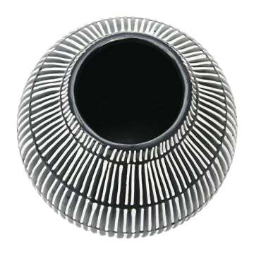 Bloomingville Debossed Stoneware, Black & White Vase, Grey