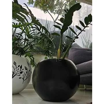 Green Boutique Big Modern Fiberglass Planter Bubble Like Elegant Shape Tree Pot Indoor Outdoor Colors Available (Chocolate)