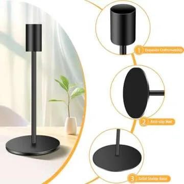 Black Candlestick Holders Decor - Candle Holder Black Taper Candle Holders Sticks Holder Centerpiece Wedding Table Decor for Home Valentine's, Wedding, Dinning, Party, Anniversary（Set of 6）