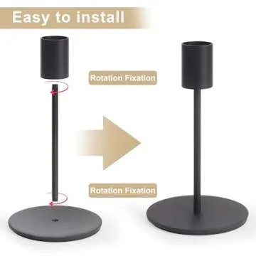 Black Candlestick Holders Decor - Candle Holder Black Taper Candle Holders Sticks Holder Centerpiece Wedding Table Decor for Home Valentine's, Wedding, Dinning, Party, Anniversary（Set of 6）