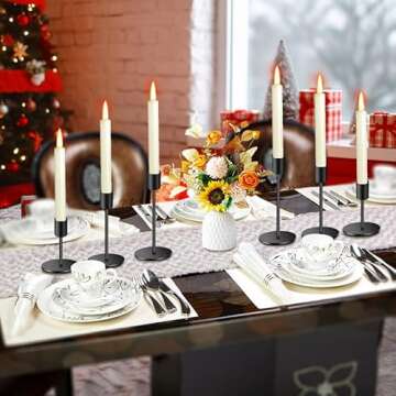Black Candlestick Holders Decor - Candle Holder Black Taper Candle Holders Sticks Holder Centerpiece Wedding Table Decor for Home Valentine's, Wedding, Dinning, Party, Anniversary（Set of 6）