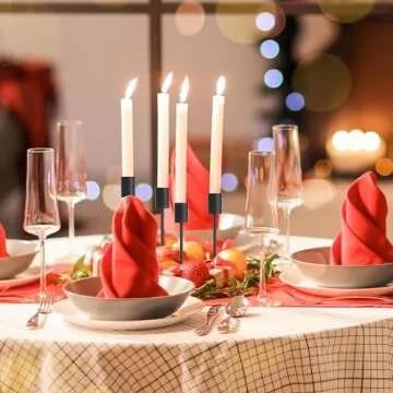 Black Candlestick Holders Decor - Candle Holder Black Taper Candle Holders Sticks Holder Centerpiece Wedding Table Decor for Home Valentine's, Wedding, Dinning, Party, Anniversary（Set of 6）