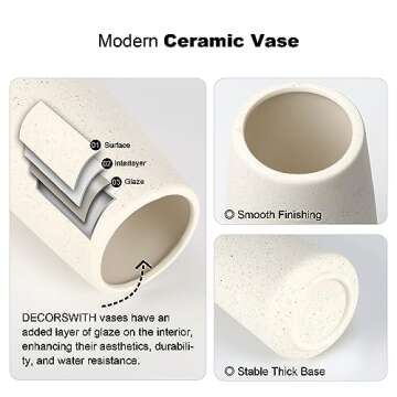 DECORSWITH Vase, Small Ceramic Vase, 7 inch Tall Vases for Flowers Pampas Grass Bud Roses Living Roo...