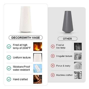 DECORSWITH Vase, Small Ceramic Vase, 7 inch Tall Vases for Flowers Pampas Grass Bud Roses Living Room Entry Table Bathroom Home Decor, Modern Style(Beige Vases)