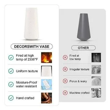 DECORSWITH Vase, Small Ceramic Vase, 7 inch Tall Vases for Flowers Pampas Grass Bud Roses Living Room Entry Table Bathroom Home Decor, Modern Style(Beige Vases)